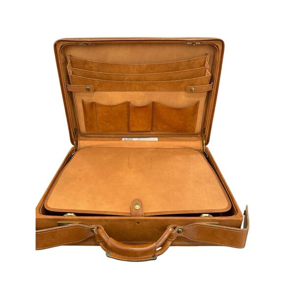 HARTMANN Tan Belting Leather Briefcase 5” Attache Hardcase Travel Vintage - Picture 11 of 16